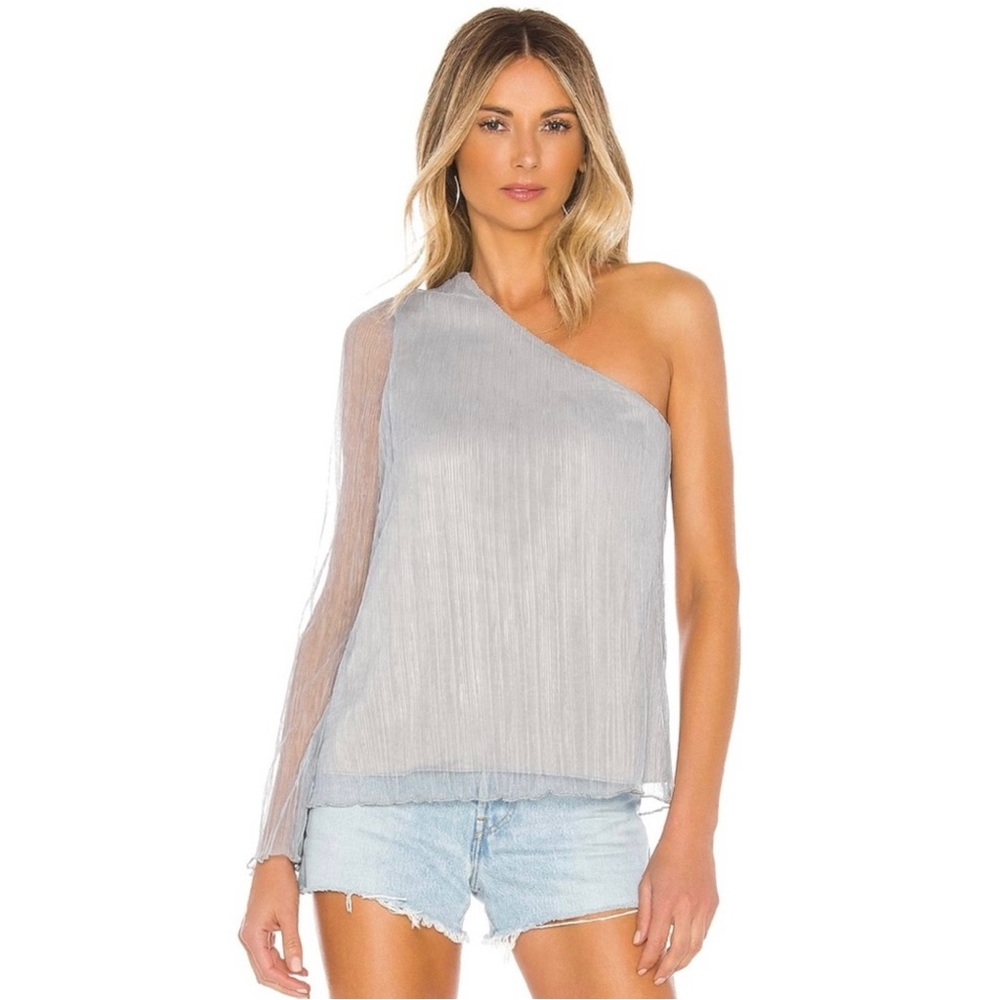NEW HOUSE OF HARLOW 1960 REVOLVE BLUE ONE SHOULDER TOP